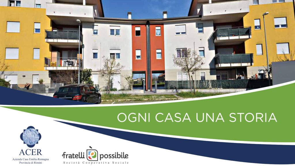 Copertina del libro Ogni casa una storia, scritto da ACER Rimini e cooperativa sociale Fratelli è possibile.